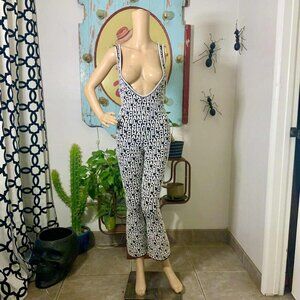 RARE CHANEL 2019 Runway Logo Jacquard Plunge Neck Bell Bottom Jumpsuit